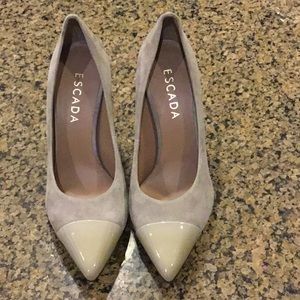 ESCADA Suede Pumps with Patent Leather Toe